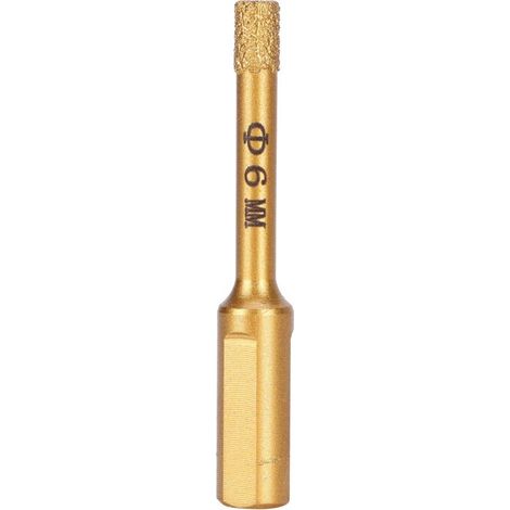 Diamond Drill Bit, Gold Diamond Drill Bit Hole Saw for Porcelain Tile Granite Glass Smooth Surface Ceramic Marble Stone Drilling (6mm) (1/4)