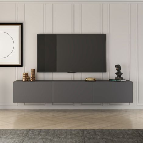 Mobile TV sospeso con armadietti 150 cm grigio antracite HAL