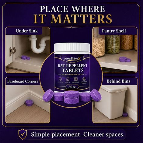 KineShineX rodent repellent pellets provide long-lasting protection for indoor use, conveniently placed in kitchen cabinets and corners for home protection. (1/4)