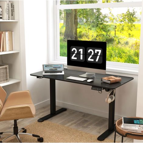 Bureau électrique réglable 140x70 cm noir OKMYHOME (1/4)