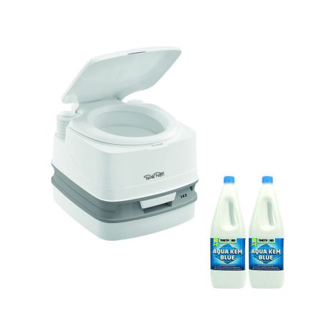 Pack THETFORD Toilette Portable 100% Autonome + Additif Sanitaire Aqua-kem Bleu Camping-Car Bateau Fourgon