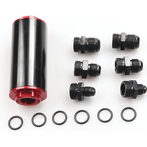 Filtre à carburant – Filtre à essence universel en ligne AN6 à haut débit en aluminium 100 microns pour voitures (noir)
