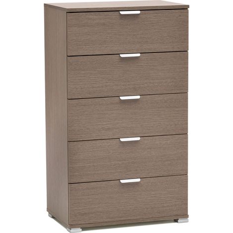 Cassettiera in legno nobilitato con 5 cassetti in varie tinte 60x38xH103 cm - Brown (1/5)