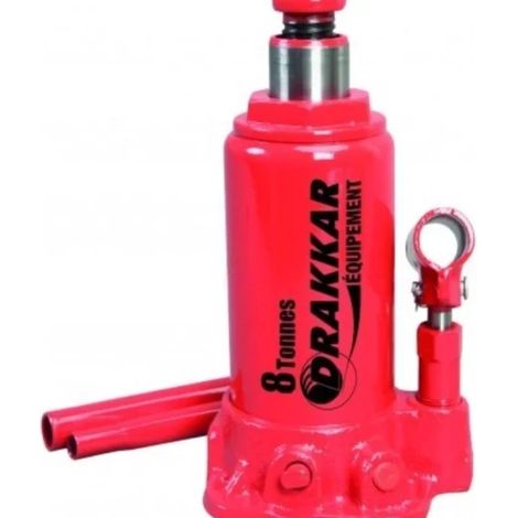 Drakkar Equipement – Cric bouteille hydraulique 8T – Construction en fonte – Valve de sécurité contre surcharge – Hauteur levée 365mm – Poids 4.8Kg (1/2)