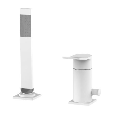 Miscelatore bordo vasca con deviatore bianco opaco Paffoni serie Tilt TI041BO Ottone - Bianco Opaco