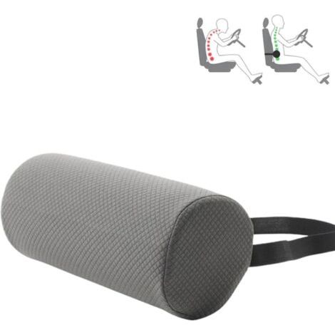 Coussin Lombaire Ergonomique avec Sangles Réglables Et Housse Amovible, Coussin De Soutien Lombaire Rond Réglable De 28 CM, pour Chaise De Bureau, Voiture, Canapé(Gris) (1/5)
