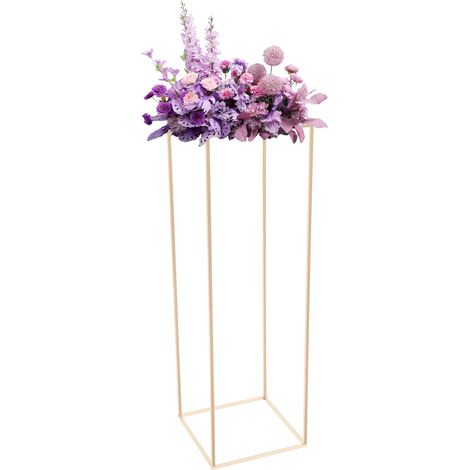 Vase doré pour centre de Table avec Panneau en Acrylique, 100cm Haut, Construction Métal, Décoratif Présentoir, pour Mariage, Fêtes, Maison (1/5)