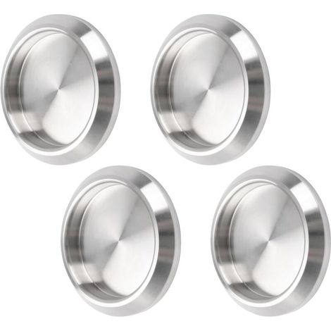 Lot de 4 poignées de porte de placard auto-adhésives en acier inoxydable - Poignées de porte de placard de cuisine encastrées - Poignée de porte invisible - Gris (1/5)
