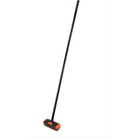 Balai à récurer métallique 117cm – Poils métalliques pour saleté tenace – Manche télescopique en acier inoxydable – Pour terrasses et surfaces en ciment