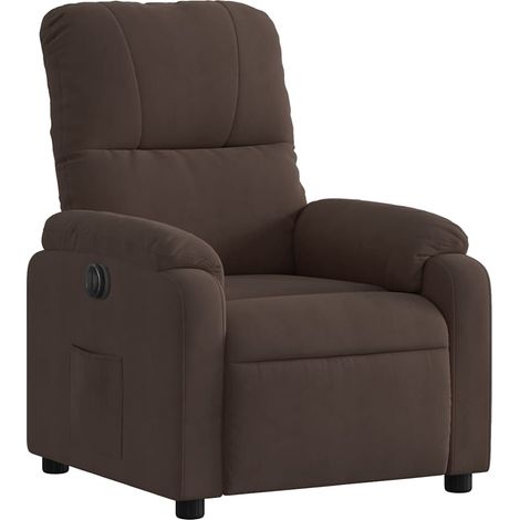 Fauteuil relax TV fonction de levage électrique très confortable en tissu microfibre marron DEC028456