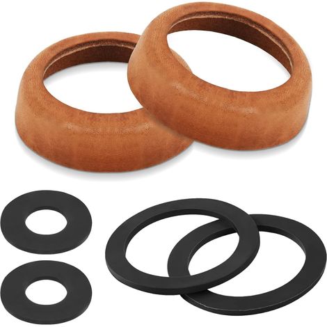 Joints en cuir pour pompe manuelle - 2 pièces - Cuir de vachette marron - Étanchéité type 75 - Jardin et puits - 8x2 cm (1/5)