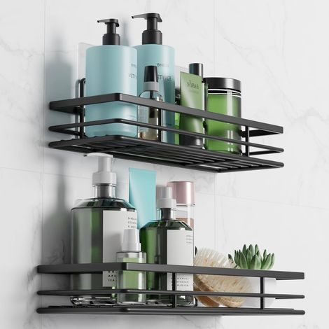 Mensola da bagno, non necessita di foratura, set da 2, con retro adesivo. (1/5)