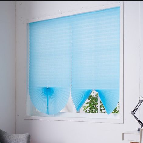 Rideaux plissés autocollants pare-soleil, stores opaques occultants, 60 cm x 150 cm (bleu clair semi-occultant) (1/5)