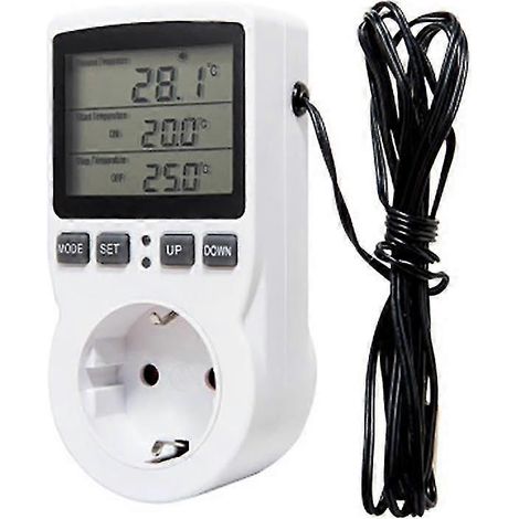 Thermostat numérique avec prise secteur UE, minuterie et sonde de température (version chauffage/refroidissement). (1/4)