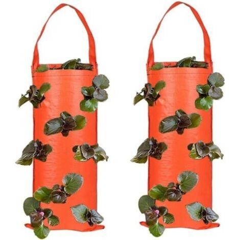 Kit de 2 sacs suspendus pour culture de fraises et tomates – avec plusieurs poches de plantation – en matériau robuste et résistant aux intempéries, idéal pour usage extérieur (1/4)