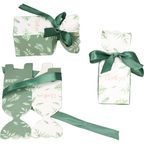 Merci pour le joli emballage cadeau, une boîte verte avec un ruban. (1/5)