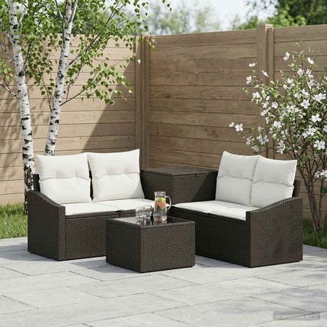 vidaXL Ensemble de Canapés 6 pc Noir et blanc crème (1/5)