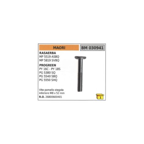 M8x52mm MAORI-PROGREEN cortacésped MP5519ASBQ PY16C tornillo del pomo inferior del manillar