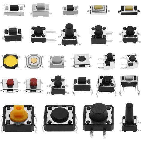 260pcs Micro Interrupteur Tactile Momentané Kit d'assortiment d'interrupteurs à Bouton-poussoir Tactile 26 Valeurs 2-4 broches pour Équipement Audio de Enregistreurs Vidéo (1/5)