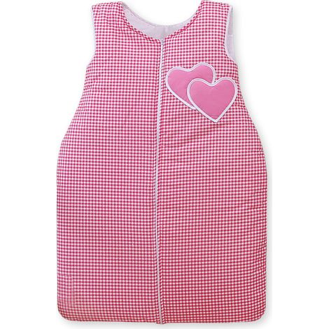 Saco de dormir de algodón para niños de 6 a 12 meses, TOG 2.5, aislante para todo el año, estampado de corazones y pata de gallo, rosa oscuro. (1/4)