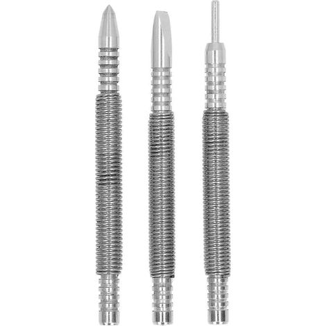 Jeu de 3 clous à ressort, en acier au carbone, conception à ressort, résistant aux chocs à 3500 PSI, avec poinçon chanfreiné, compatible avec le bois, le métal, le verre et autres matériaux, qualité s (1/5)