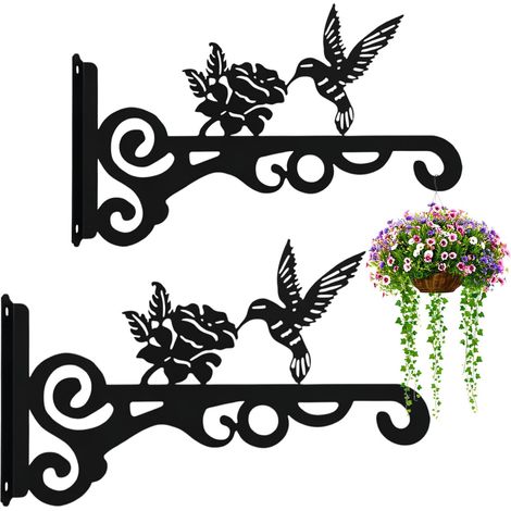2 Ganchos y Colgadores para Plantas, Soporte para Cesta Colgante de Hierro de 25 cm, Soporte para Plantas de Pared, para Colgar Macetas, Pajareras y Decoraciones de Balcón y Jardín (1/5)