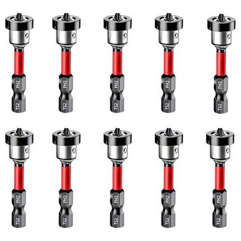 10pcs embout de vissage pour plaque de plâtre, PH2 magnétique Positioning embout de tournevis, 1/4" queue hexagonale (1/5)