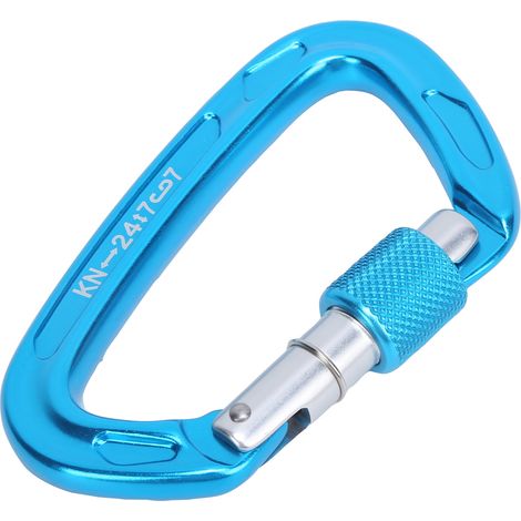 Mousqueton en Aluminium Aviation Type D, Bleu Antidérapant, Sécurisé et Résistant pour Connexion Rapide