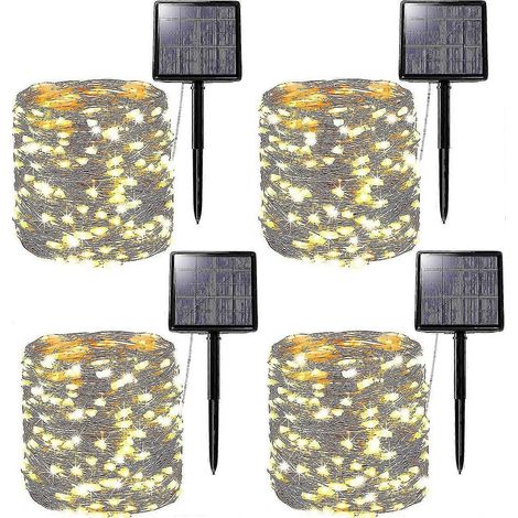 Guirlande lumineuse solaire [4 pièces] pour extérieur, 24 m, 240 LED, étanche, fil de cuivre, pour la décoration extérieure (1/5)