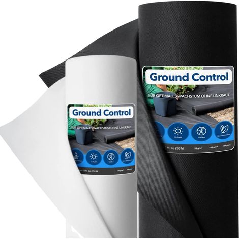 Toile anti-mauvaises herbes 50 g/m² Film de paillage Perméable à l'eau et à l'air Ground Control 150 x 400 cm, Noir (1/5)