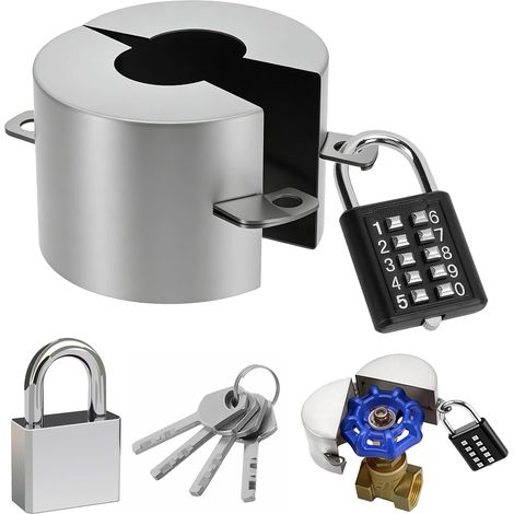 Serrure de robinet, couvercle de serrure de robinet, anti-vol et économie d'eau, serrure à eau en acier inoxydable pour robinet extérieur, convient pour jardin, chambre et cuisine (1/5)
