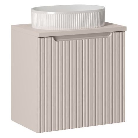 Ensemble Meuble Salle de Bain 2 portes + Vasque + Plateau L 60 x P 40 x H 59,5 cm - Astral - Beige crème - Livraison gratuite (1/5)