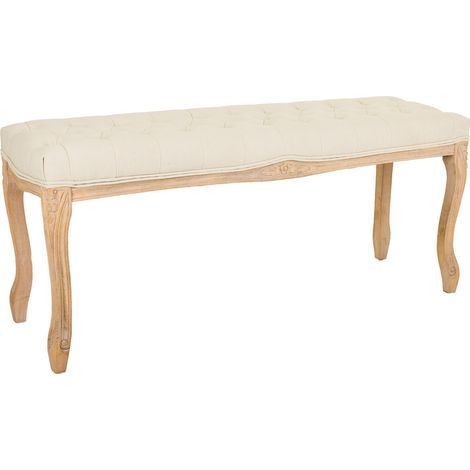 Banqueta de madera tapizada color crema 110x36x47 (1/5)