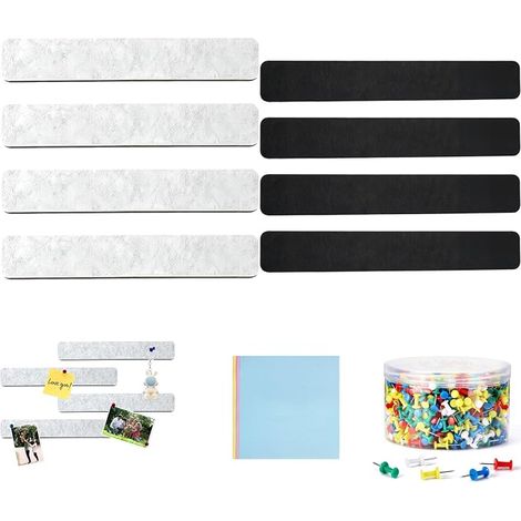Cork Wall Sticker 8 Pieces 29 x 5 cm Grey Decorative Memo Board for Office Home School with 80 Push Pins and 100 Notes (1/5)