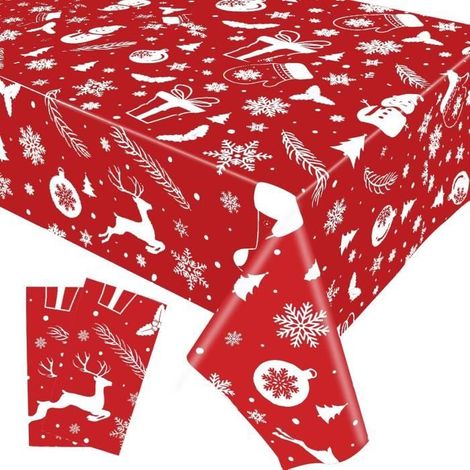 Nappe de Noël - Non spécifié - 3 PCS - Rouge - 137x274 cm - Imperméable (1/4)