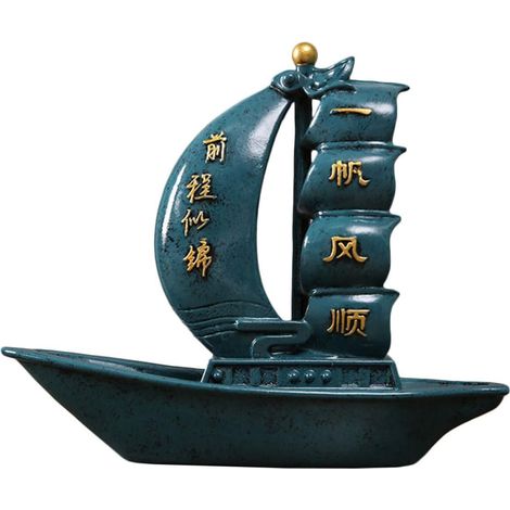 Décoration de Bureau en Résine de Voilier Bleu, Ornement Décoratif pour Maison et Bureau, Sculpture Nautique Élégante, Accessoire Décoratif pour Étagères et Tables, Déco (1/5)