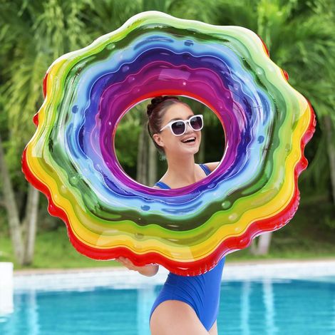 Trade Shop - Bestway Life Boyal Inflable Donut Rainbow Rainbow Piscina Natación -