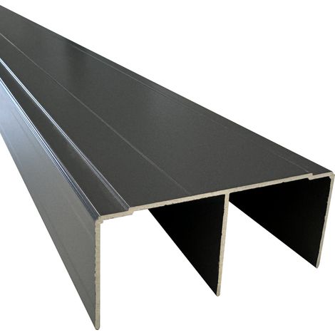 Rail haut aluminium pour placard coulissant - Lg 2m (2000 x 85 x 40 mm, Gris graphite texturé) HOMEWELL