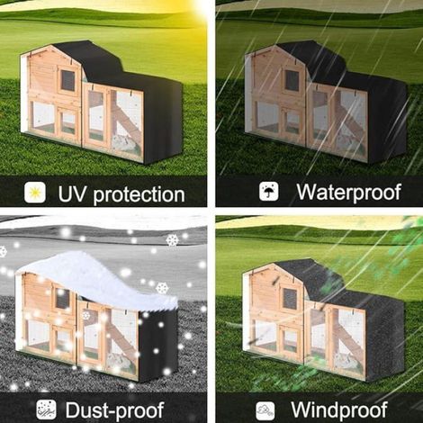 Housse de clapier lapin 210D durable thermique pour cage avec fentre pointue facile installer deux 180 x 52 x 86 cm Multico CLAPIER (1/5)