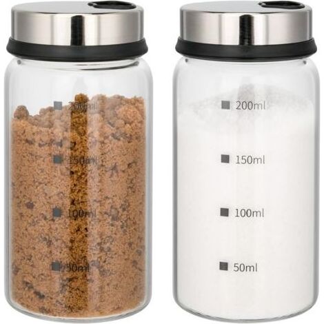 2 Pièces Bocaux à Épices, Pots à Épices en Verre Borosilicaté, Pot de Rangement 200ml avec Couvercle Rotatifs pour les Épices ou les Sels Dans la Cuisine ou le Barbecue à L'extérieur(612.5cm) (1/4)