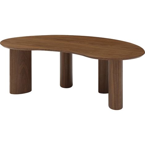 Vente-Unique – Table basse fixe placage noyer 120x70 cm – Naturel foncé – 4 pieds ovales – Charge max 50 kg – Pour intérieur (1/5)