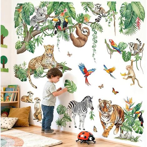 XXL Jungle Animals Wall Sticker Leaves (1/3)