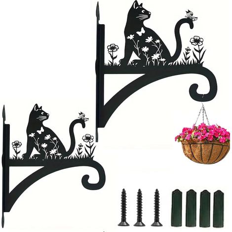 2pcs Supports Panier À Suspendre, Hanging Plant Holder, Supports Jardin Suspendus Cintres Pot Fleur Avec Vis, Pour Lanternes, Paniers Suspendus, Cages À Oiseaux (Chaton) (1/5)