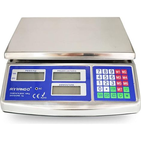 BILANCIA ELETTRONICA PROFESSIONALE DIGITALE 40Kg ACCIAIO DA BANCO DIVISIONE 2g (1/5)