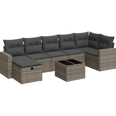Maison Exclusive - 8-tlg. Garten-Sofagarnitur mit Kissen Grau Pol (1/5)