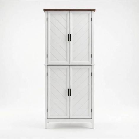 Credenza cucina alta a 6 livelli con 4 ante e 4 ripiani regolabili in MDF bianco HOMVRA (1/5)