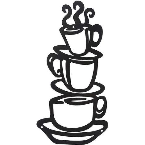 Wanddeko aus Metall-Kaffeebechern, Draht-Kaffeeschild, Café-Thema, Küche, Restaurant