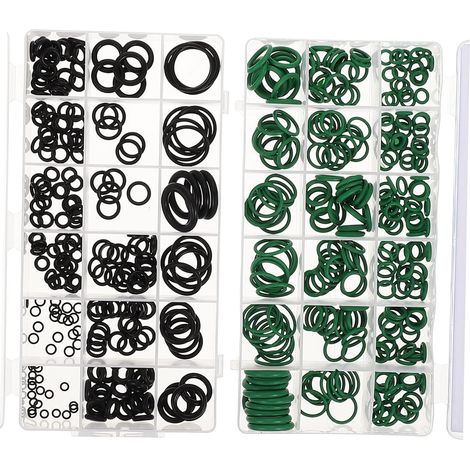 Kit D'assortiment de Joints Toriques 495 Pcs en Caoutchouc Boîte de Rangement 2 Compartiments, Vert et Noir, Étanchéité Fiable, Usage Camping, pour Navires et Équipements (1/5)