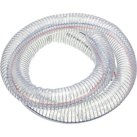 2" / 50mm ID Tuyau Renforcé Avec Fil Métallique 2 Mètres, Tuyau D'Aspiration En PVC Vinyle Haute Pression Résistant Aux Produits Chimiques Avec Spirale En Fil D'Acier, Transparent (1/5)