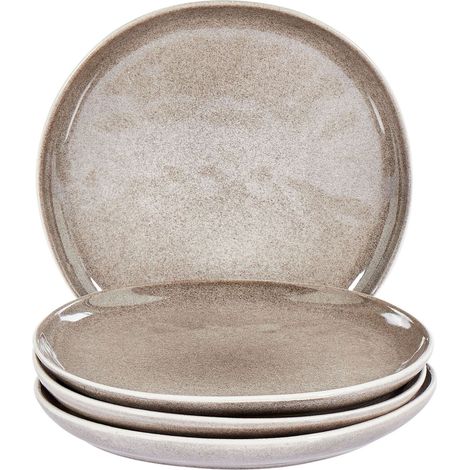 Dessertteller 4er Set COSTMARY Steinzeug Grau
